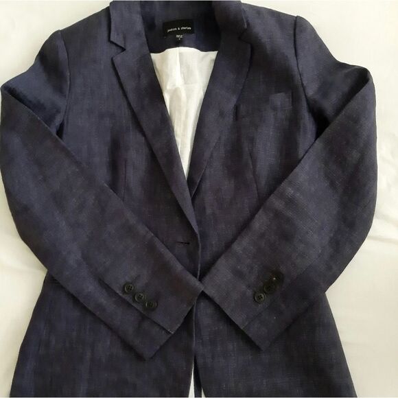 Judith & Charles Navy Blue Linen Blazer Sz… - Picture 5 of 10